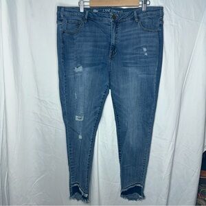 Lane Bryant Jeans Women's Sz22 Blue MidRise Ankle Skinny Distressed Stretch 019